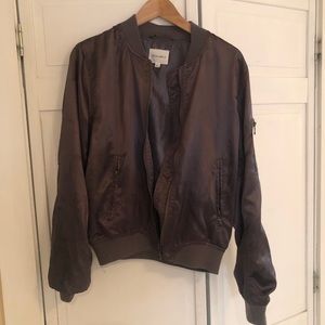 Gray Silk Bomber Jacket
